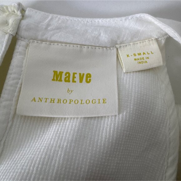 Maeve By Anthropologie White Ruffle Halter Top X-Small 97% Cotton - Picture 3 of 5
